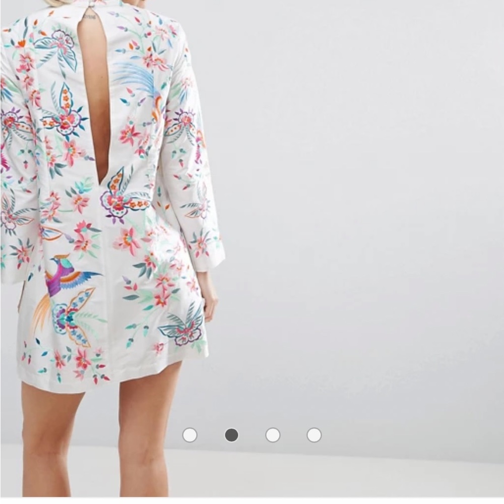 ASOS Embroidered Bird Taffeta Mini